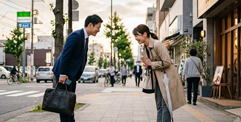 プロフィール写真より、会ったときの挨拶